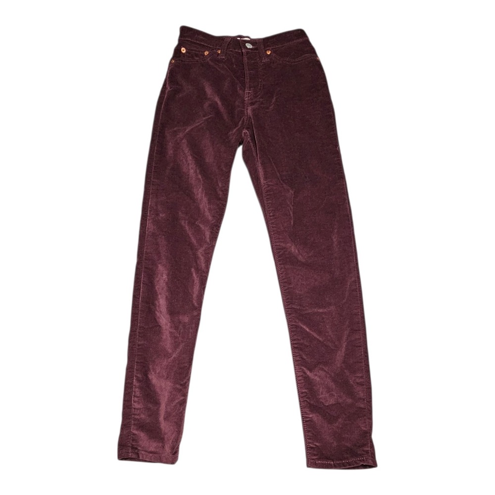 Levi's Pants Sz 24 Wedgie‎ Skinny High Rise Button Fly Velour 27" Inseam Raisin